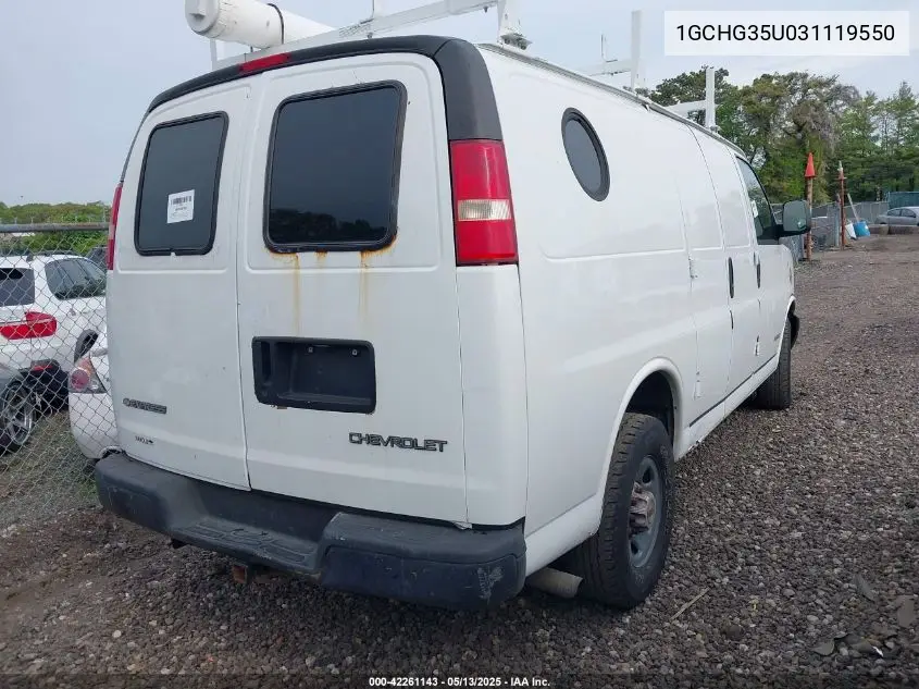 2003 Chevrolet Express VIN: 1GCHG35U031119550 Lot: 42261143