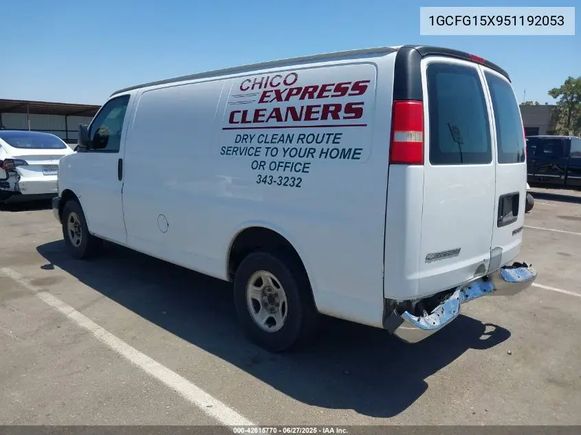 2005 Chevrolet Express VIN: 1GCFG15X951192053 Lot: 42615770