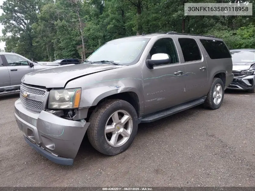 2008 Chevrolet Suburban 1500 Ltz VIN: 3GNFK16358G118958 Lot: 42622511