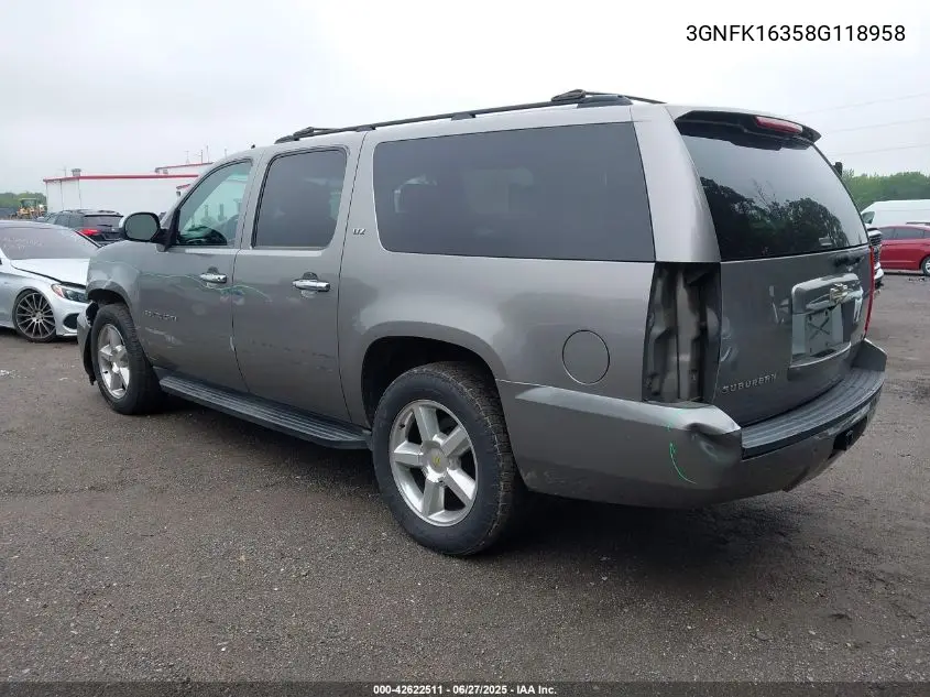 2008 Chevrolet Suburban 1500 Ltz VIN: 3GNFK16358G118958 Lot: 42622511