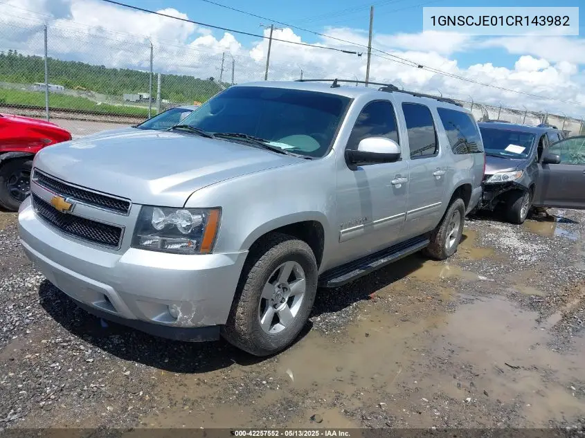 2012 Chevrolet Suburban 1500 Lt VIN: 1GNSCJE01CR143982 Lot: 42257552