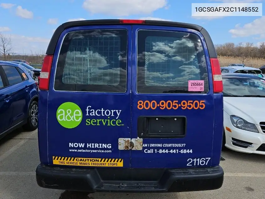 2012 Chevrolet Express G1500 VIN: 1GCSGAFX2C1148552 Lot: 42269567