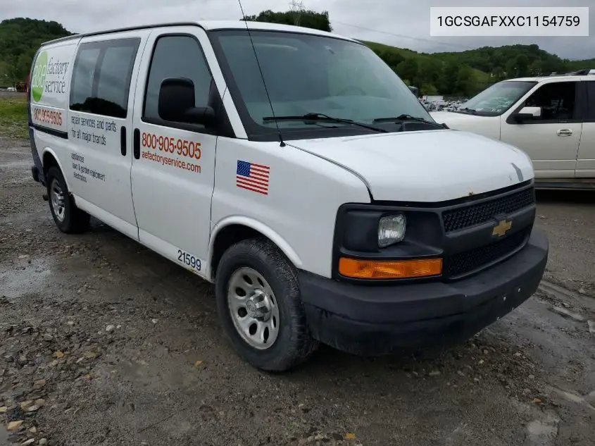 2012 Chevrolet Express G1500 VIN: 1GCSGAFXXC1154759 Lot: 42624335