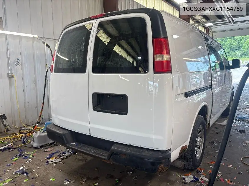 2012 Chevrolet Express G1500 VIN: 1GCSGAFXXC1154759 Lot: 42624335