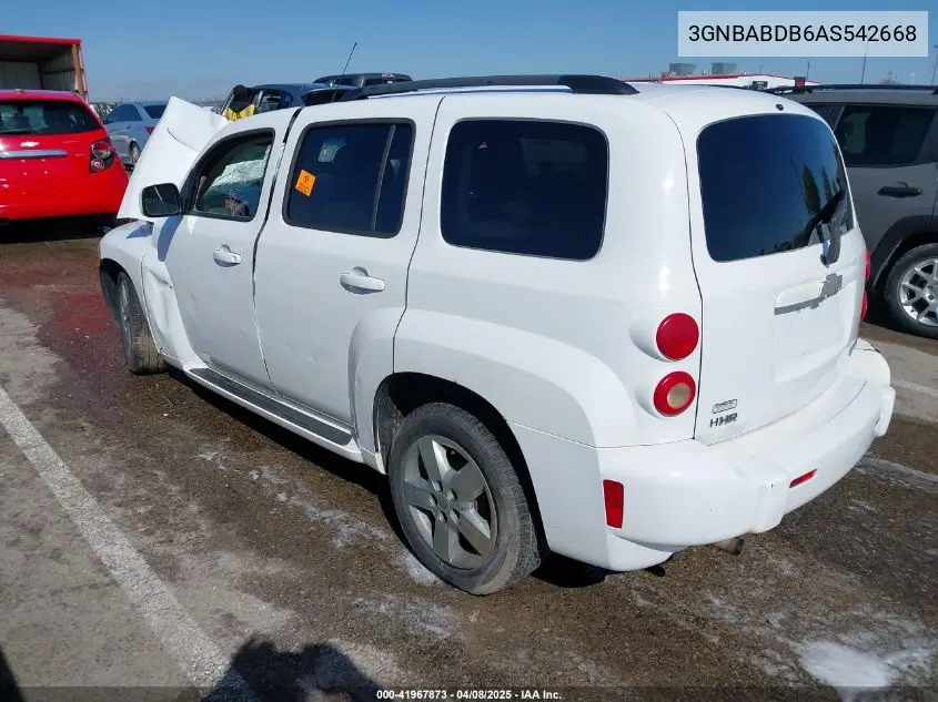 2010 Chevrolet Hhr Lt VIN: 3GNBABDB6AS542668 Lot: 41967873