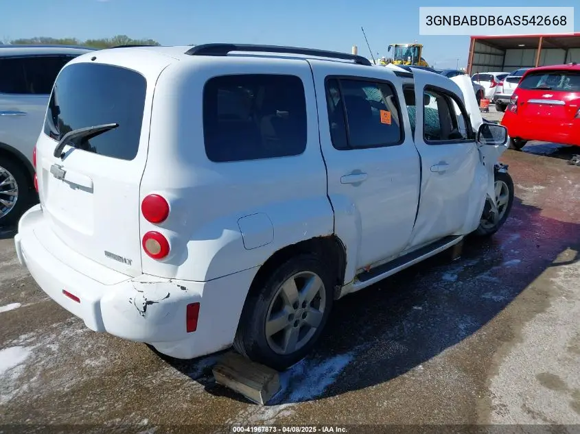 2010 Chevrolet Hhr Lt VIN: 3GNBABDB6AS542668 Lot: 41967873