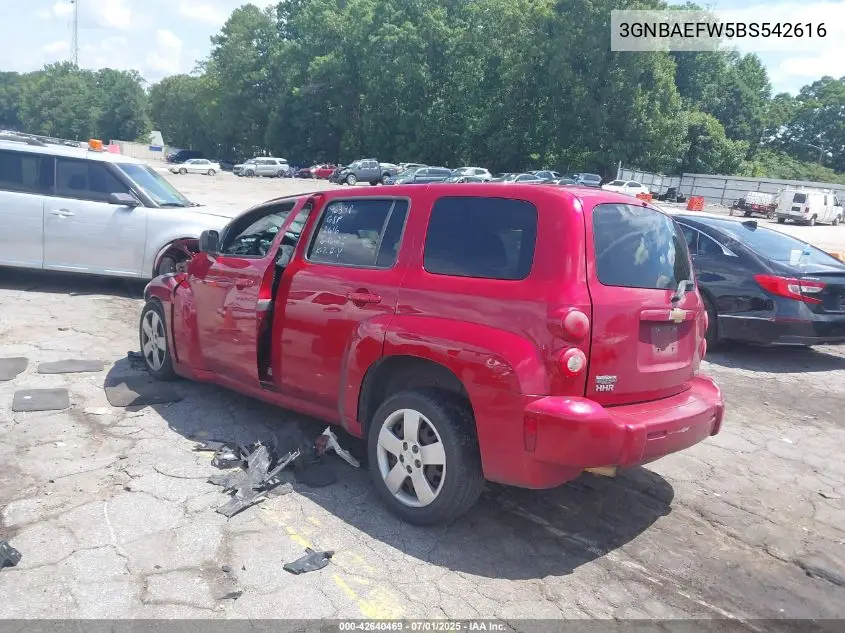 2011 Chevrolet Hhr Ls VIN: 3GNBAEFW5BS542616 Lot: 42640469