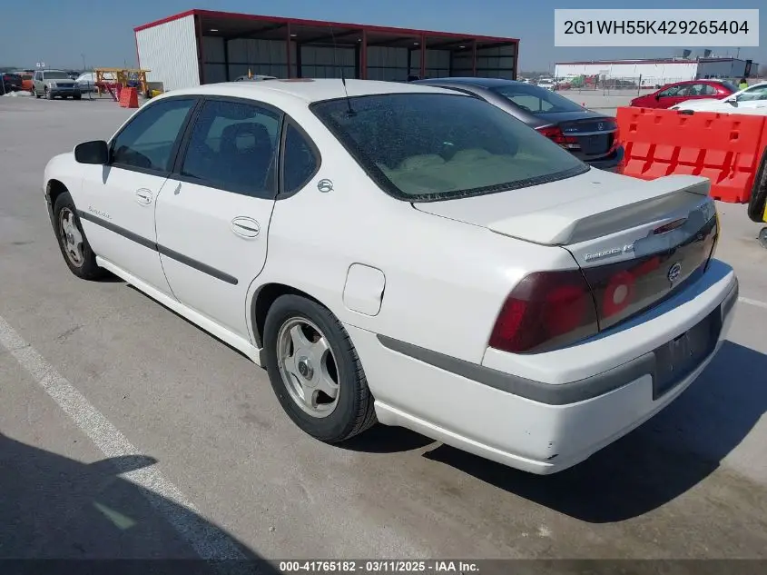 2002 Chevrolet Impala Ls VIN: 2G1WH55K429265404 Lot: 41765182