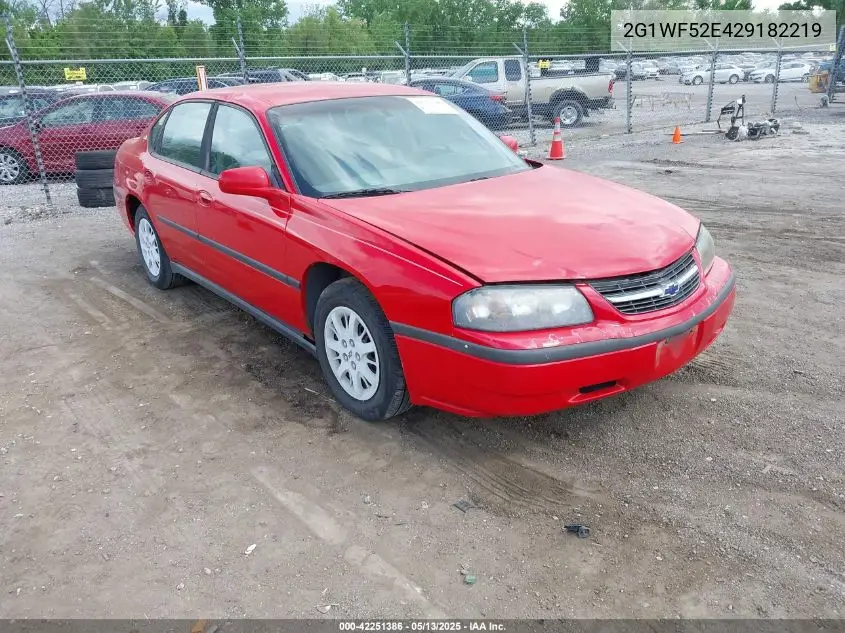 2002 Chevrolet Impala VIN: 2G1WF52E429182219 Lot: 42251386