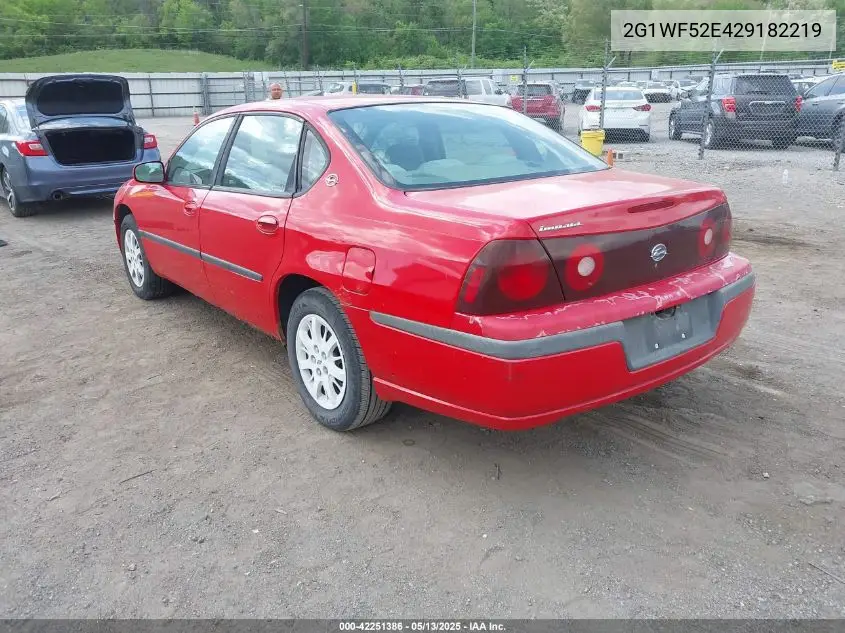 2002 Chevrolet Impala VIN: 2G1WF52E429182219 Lot: 42251386