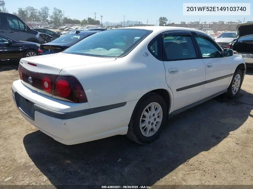 2004 Chevrolet Impala VIN: 2G1WF52E149103740 Lot: 42603281
