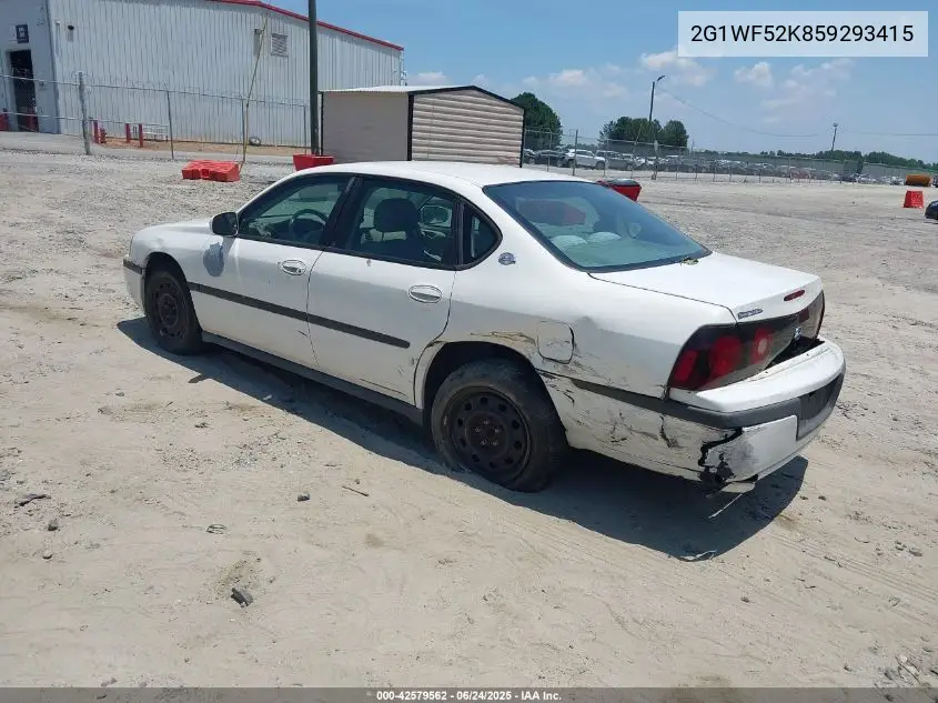 2005 Chevrolet Impala Police VIN: 2G1WF52K859293415 Lot: 42579562