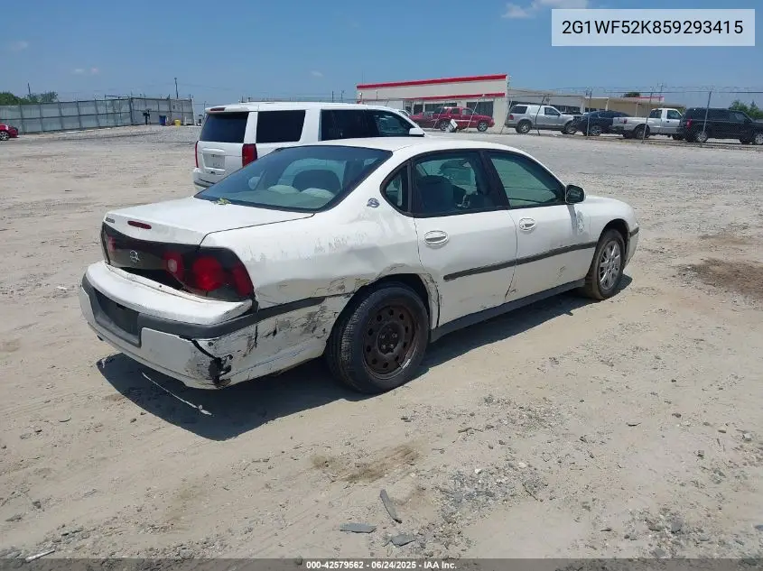 2005 Chevrolet Impala Police VIN: 2G1WF52K859293415 Lot: 42579562