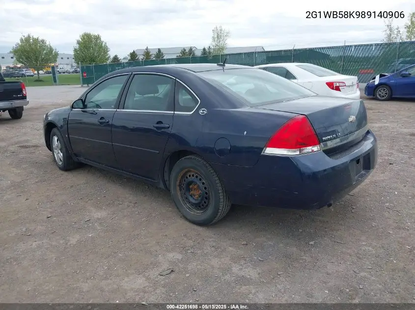 2008 Chevrolet Impala Ls VIN: 2G1WB58K989140906 Lot: 42251698