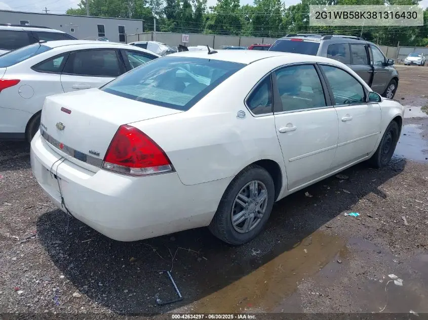 2008 Chevrolet Impala Ls VIN: 2G1WB58K381316430 Lot: 42634297