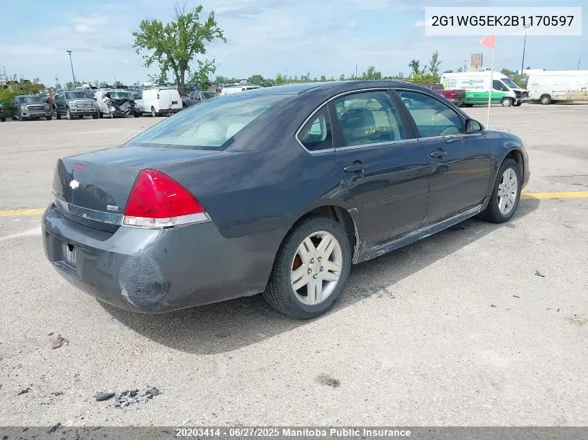 2g1wg5ek2b1170597 2G1WG5EK2B1170597 2011 Chevrolet Impala Lt V6