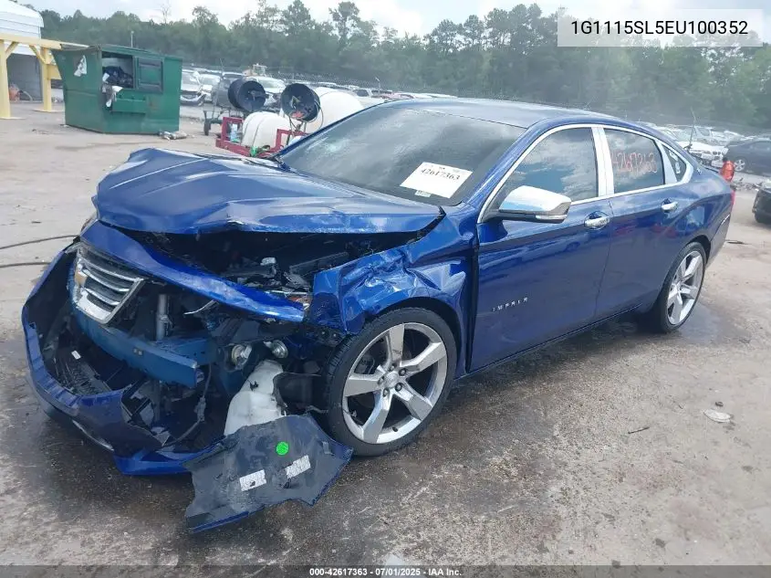 2014 Chevrolet Impala 1Lt VIN: 1G1115SL5EU100352 Lot: 42617363