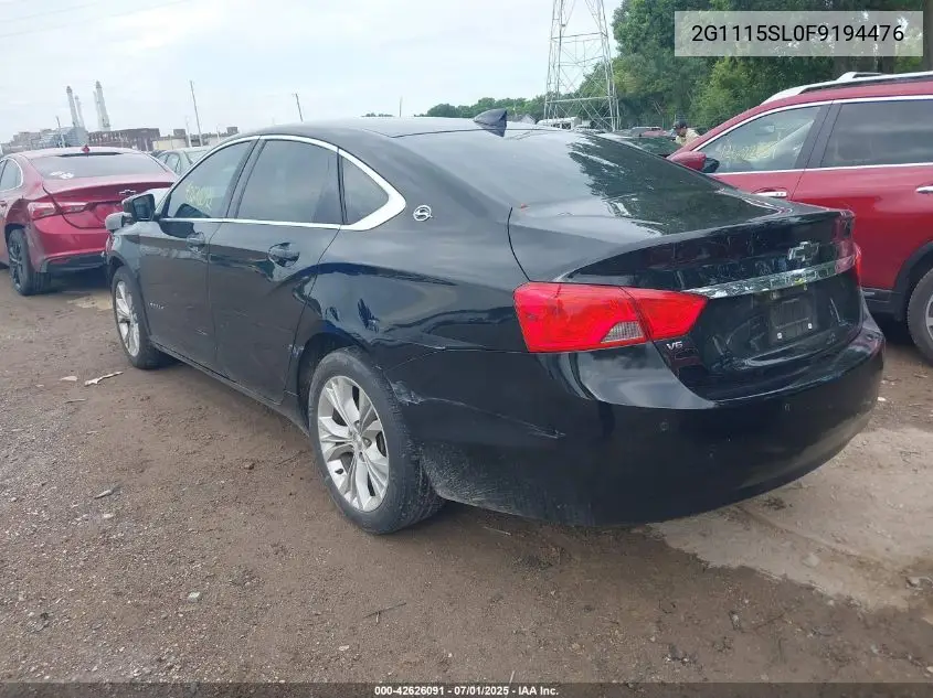 2015 Chevrolet Impala 1Lt VIN: 2G1115SL0F9194476 Lot: 42626091