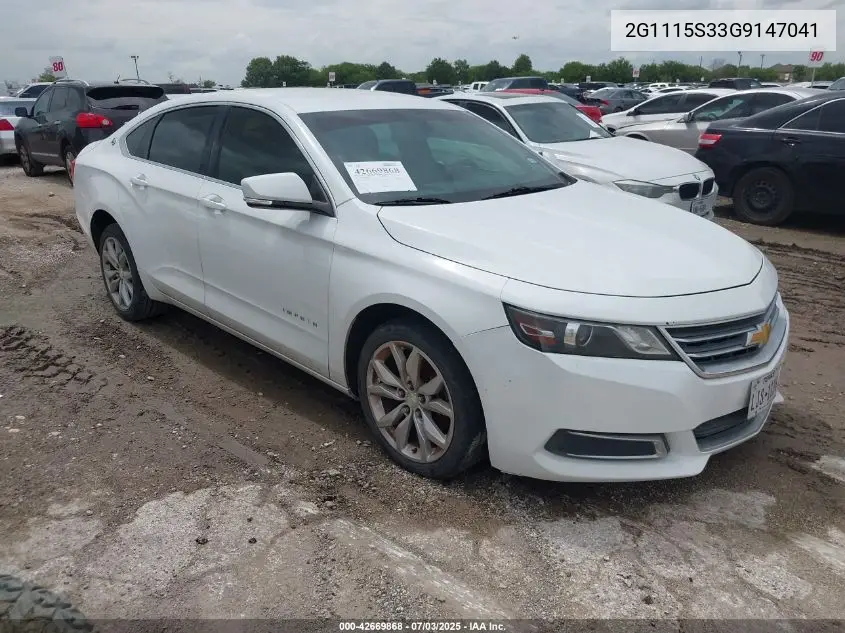 2016 Chevrolet Impala 2Lt VIN: 2G1115S33G9147041 Lot: 42669868