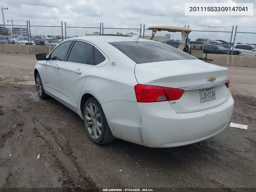 2016 Chevrolet Impala 2Lt VIN: 2G1115S33G9147041 Lot: 42669868