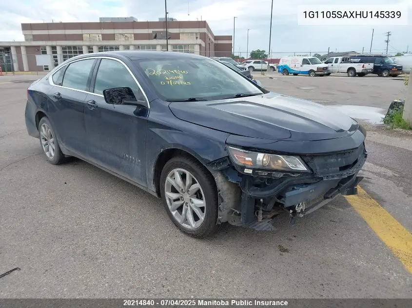 2017 Chevrolet Impala Lt VIN: 1G1105SAXHU145339 Lot: 20214840