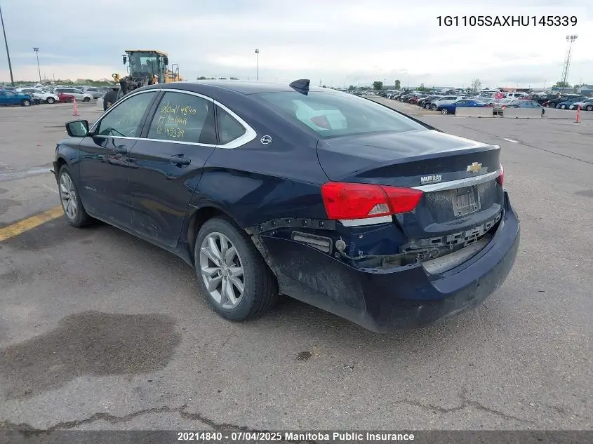 2017 Chevrolet Impala Lt VIN: 1G1105SAXHU145339 Lot: 20214840