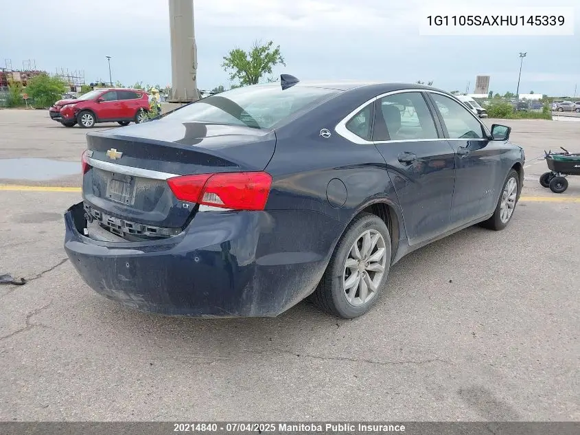 2017 Chevrolet Impala Lt VIN: 1G1105SAXHU145339 Lot: 20214840