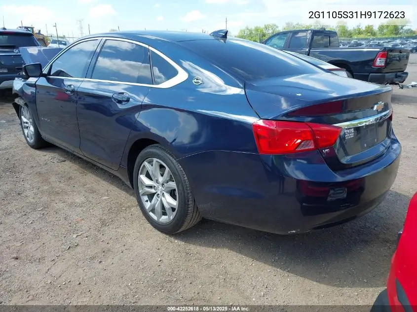 2017 Chevrolet Impala 1Lt VIN: 2G1105S31H9172623 Lot: 42252618