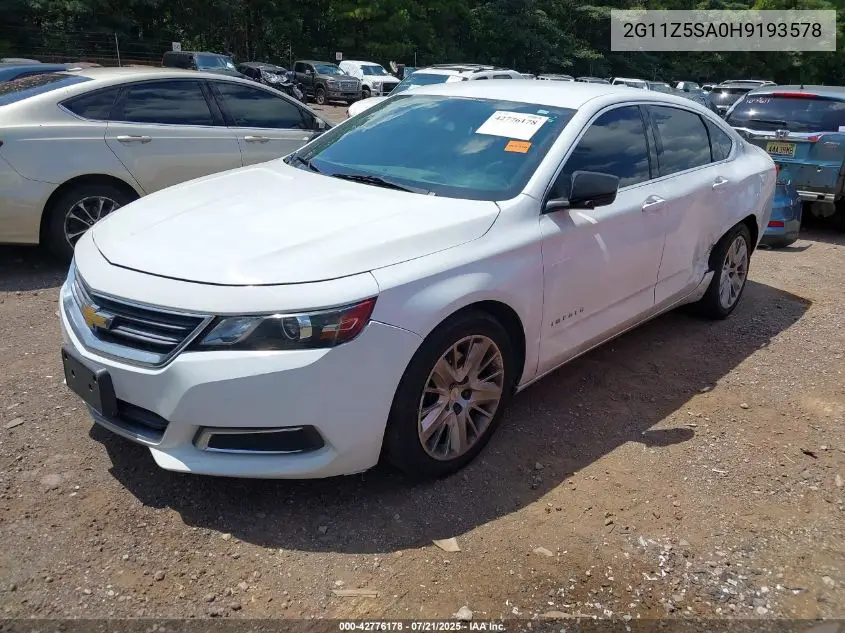2017 Chevrolet Impala Ls VIN: 2G11Z5SA0H9193578 Lot: 42776178