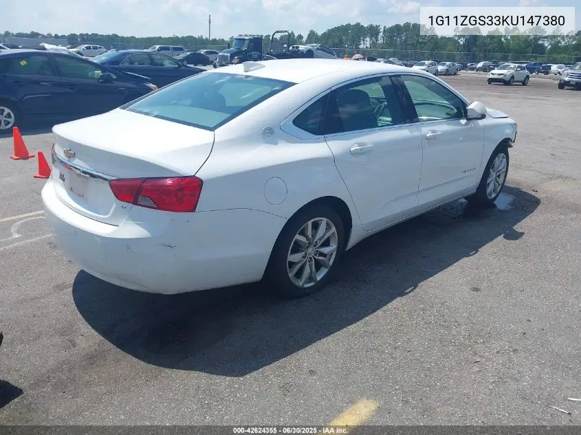 2019 Chevrolet Impala VIN: 1G11ZGS33KU147380 Lot: 42624355