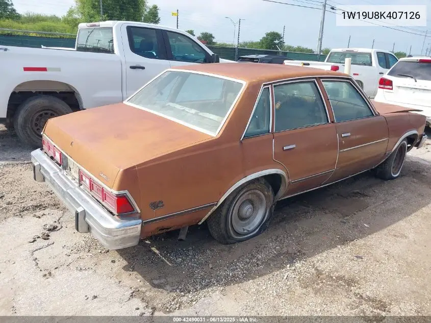 1978 Chevrolet Malibu VIN: 1W19U8K407126 Lot: 42490031