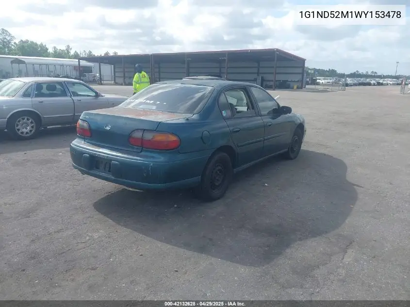 1998 Chevrolet Malibu VIN: 1G1ND52M1WY153478 Lot: 42132628