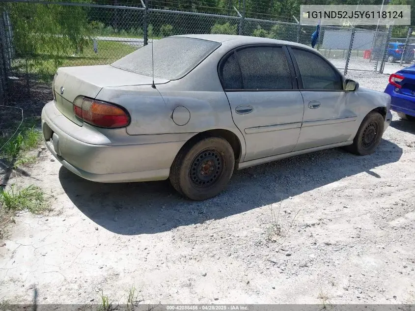 2000 Chevrolet Malibu VIN: 1G1ND52J5Y6118124 Lot: 42088456
