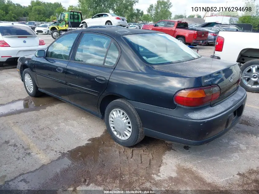 2000 Chevrolet Malibu VIN: 1G1ND52J1Y6294698 Lot: 42342038
