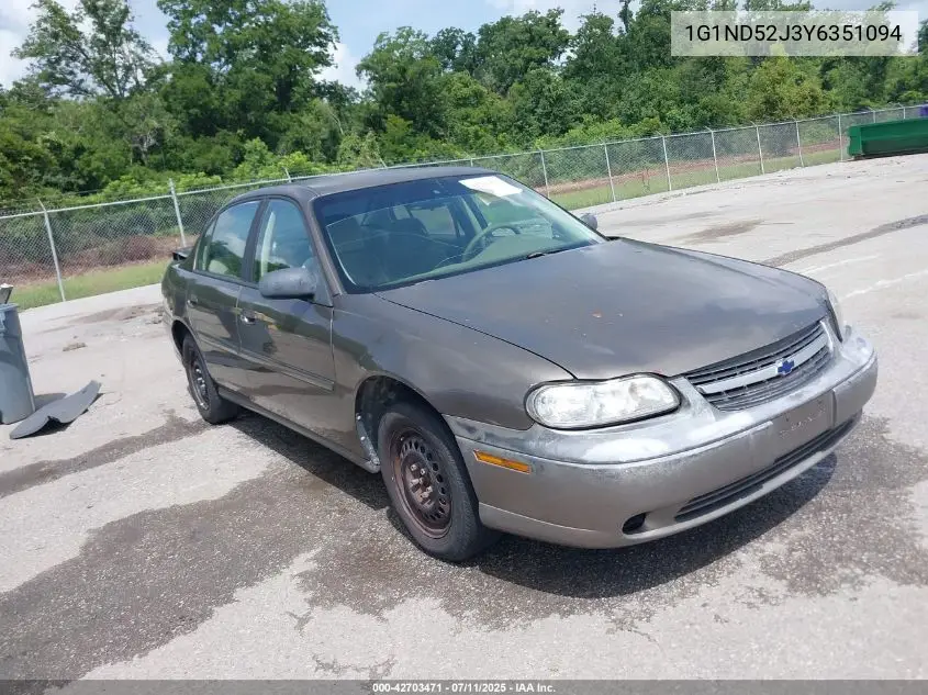 2000 Chevrolet Malibu VIN: 1G1ND52J3Y6351094 Lot: 42703471