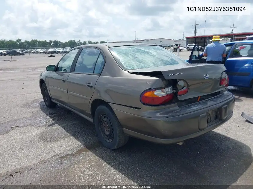2000 Chevrolet Malibu VIN: 1G1ND52J3Y6351094 Lot: 42703471