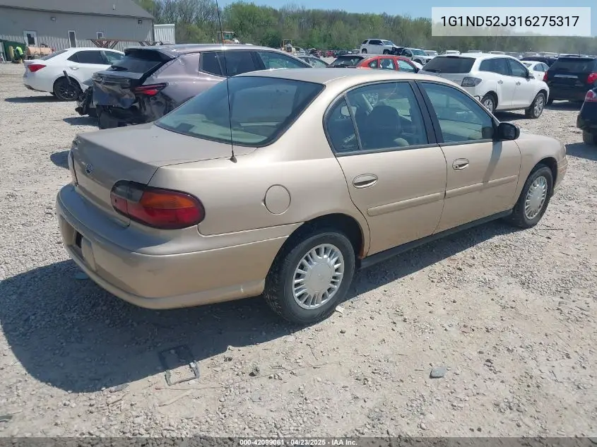 2001 Chevrolet Malibu VIN: 1G1ND52J316275317 Lot: 42099061