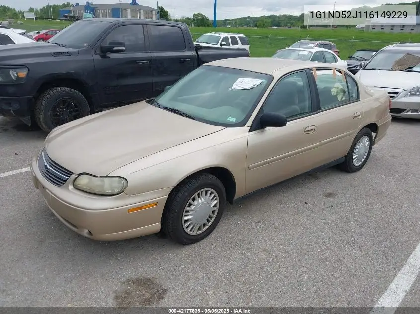 2001 Chevrolet Malibu VIN: 1G1ND52J116149229 Lot: 42177635
