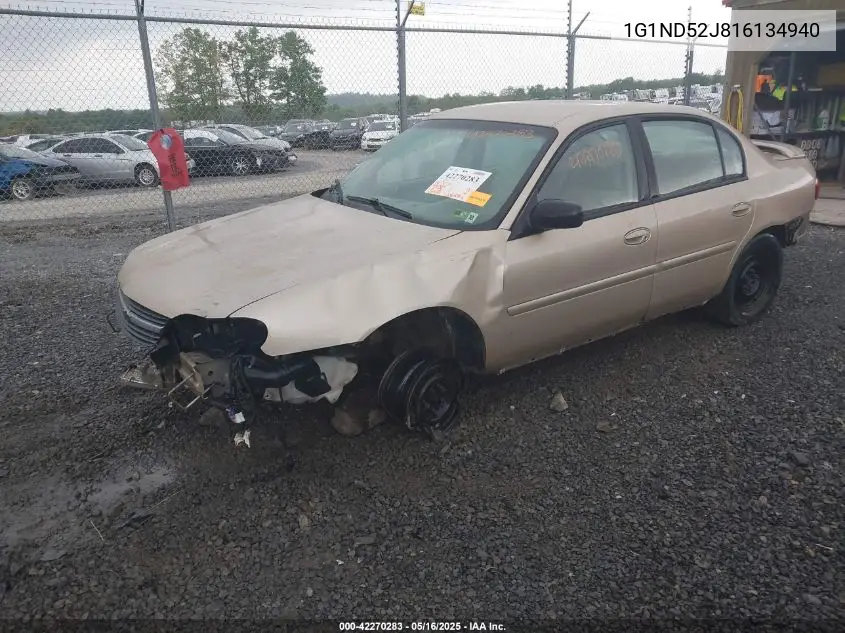 2001 Chevrolet Malibu VIN: 1G1ND52J816134940 Lot: 42270283