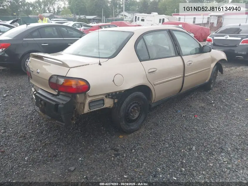 2001 Chevrolet Malibu VIN: 1G1ND52J816134940 Lot: 42270283