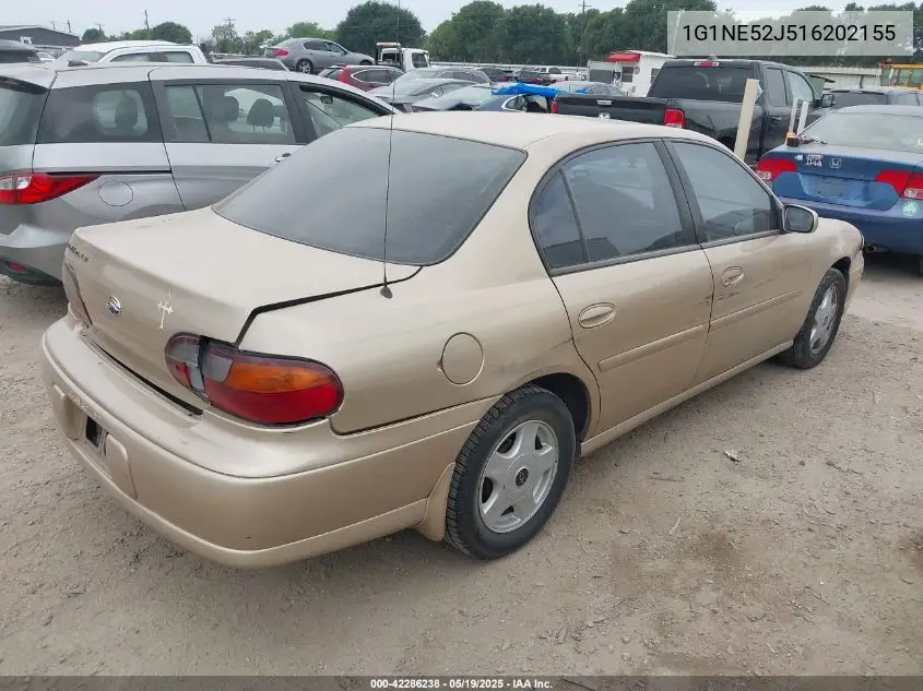 2001 Chevrolet Malibu Ls VIN: 1G1NE52J516202155 Lot: 42286238
