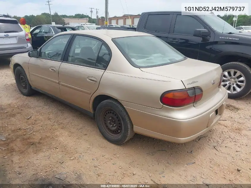 2002 Chevrolet Malibu VIN: 1G1ND52J42M579737 Lot: 42195880