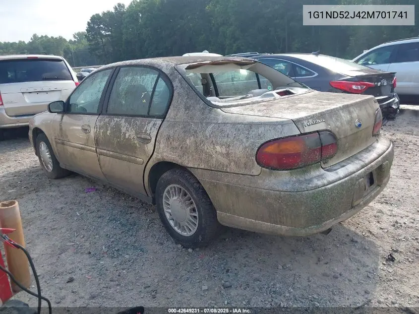 2002 Chevrolet Malibu VIN: 1G1ND52J42M701741 Lot: 42649231