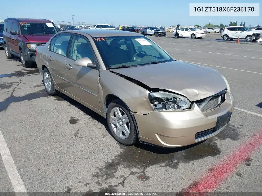 2006 Chevrolet Malibu Lt VIN: 1G1ZT518X6F236170 Lot: 42163420