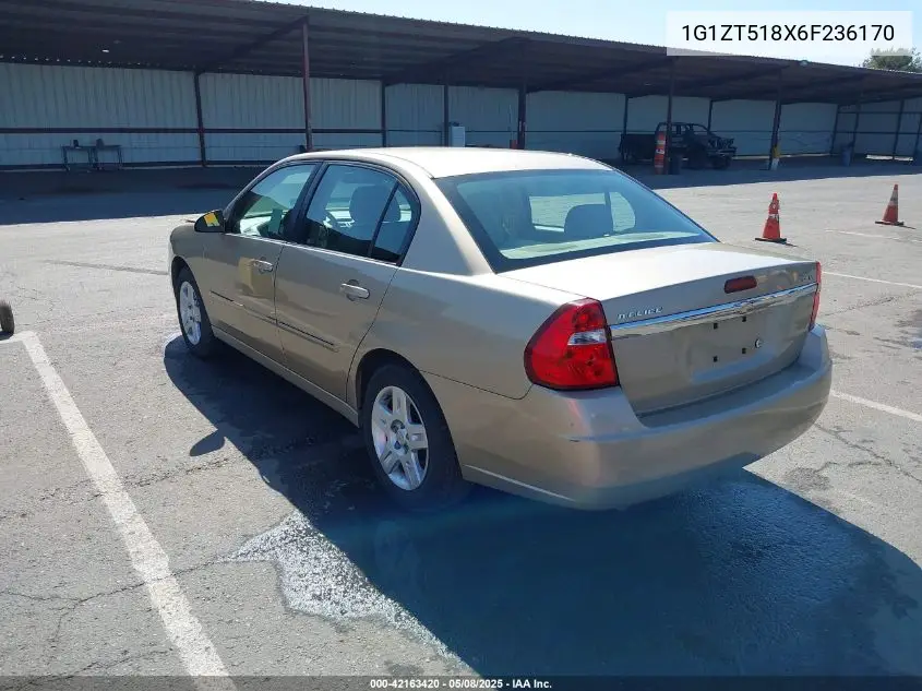 2006 Chevrolet Malibu Lt VIN: 1G1ZT518X6F236170 Lot: 42163420