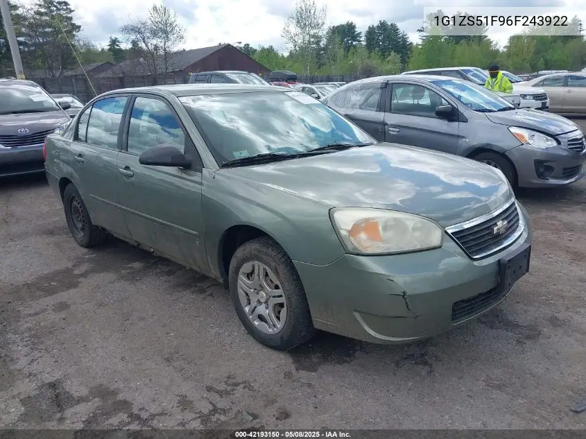 2006 Chevrolet Malibu Ls VIN: 1G1ZS51F96F243922 Lot: 42193150