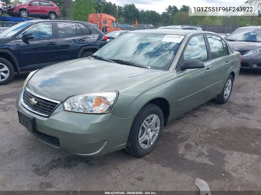 2006 Chevrolet Malibu Ls VIN: 1G1ZS51F96F243922 Lot: 42193150
