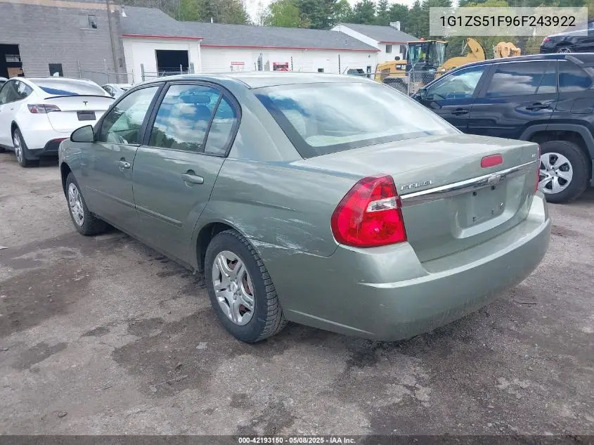 2006 Chevrolet Malibu Ls VIN: 1G1ZS51F96F243922 Lot: 42193150
