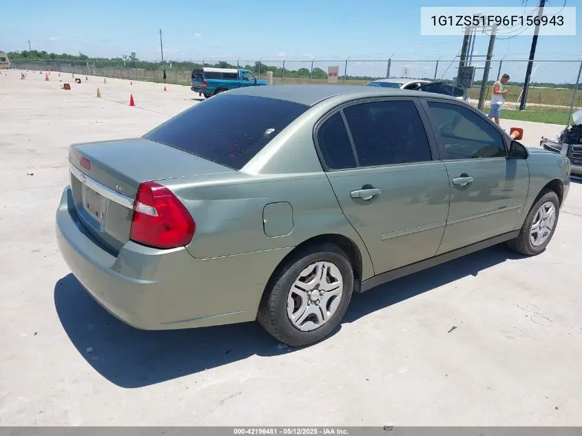 2006 Chevrolet Malibu Ls VIN: 1G1ZS51F96F156943 Lot: 42196481