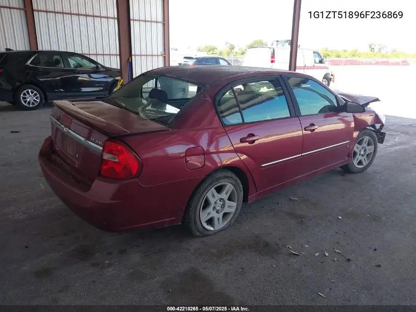 2006 Chevrolet Malibu Lt VIN: 1G1ZT51896F236869 Lot: 42218265